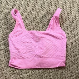 Pink Ribbed Women's Crop Top